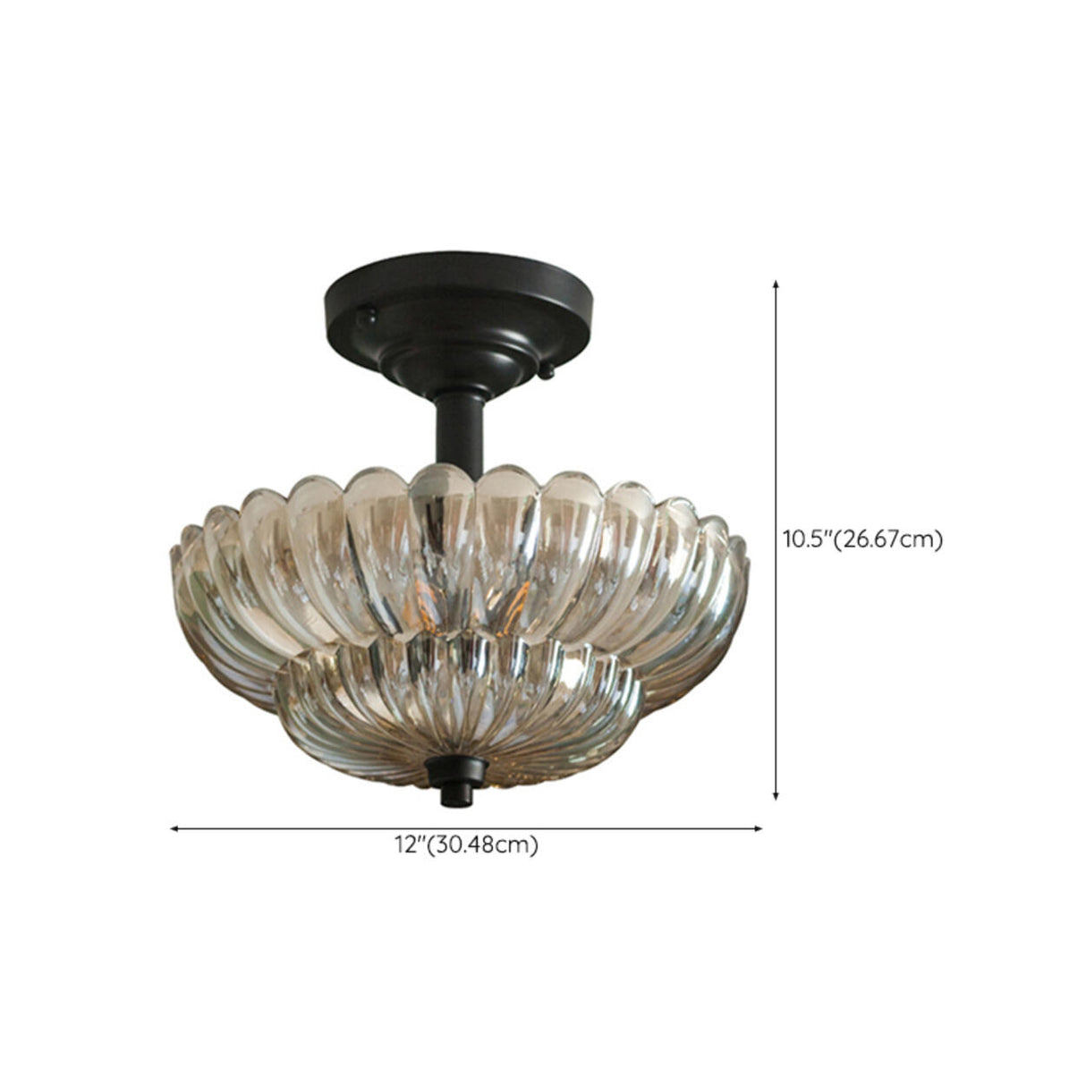 Mini Black Cognac Glass Semi-Flush Mount Ceiling Light 