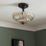 Mini Black Cognac Glass Semi-Flush Mount Ceiling Light Image - 2