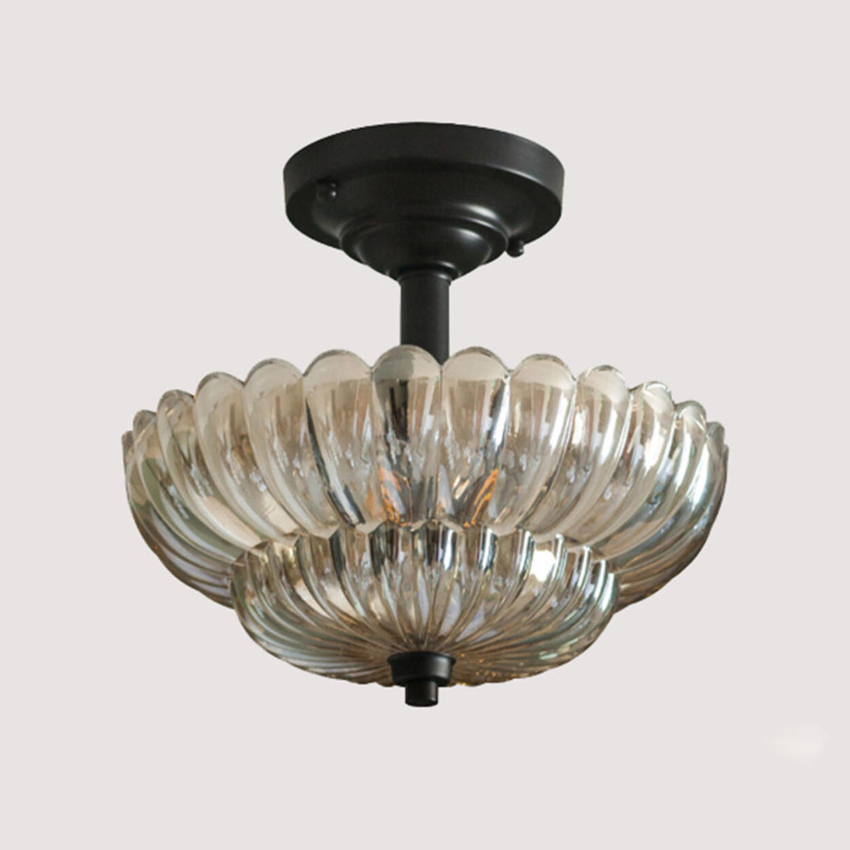 Mini Black Cognac Glass Semi-Flush Mount Ceiling Light Image - 6