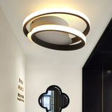 Mini Black Double-Ring LED Flush Mount Ceiling Light Image - 2