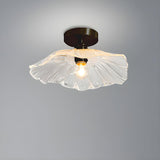 Mini Black Flower Clear Glass Semi-Flush Mount Light Image - 2