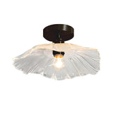 Mini Black Flower Clear Glass Semi-Flush Mount Light Image - 9