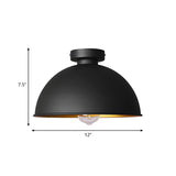 Mini Black Metallic Dome Flush Mount Ceiling Light Image - 5