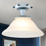 Mini Blue Flared Glass Semi-Flush Mount Ceiling Light Image - 2