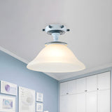 Mini Blue Flared Glass Semi-Flush Mount Ceiling Light Image - 3