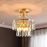 Mini Brass 2-Layer Crystal Flush Mount Ceiling Light Image - 1