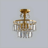 Mini Brass 2-Layer Crystal Flush Mount Ceiling Light Image - 4