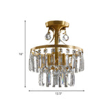 Mini Brass 2-Layer Crystal Flush Mount Ceiling Light Image - 5