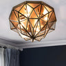 Mini Brass Geometric Polyhedron Glass Flush Mount Light Image - 1