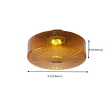 Mini Brown Glass Drum Semi-Flush Mount Ceiling Light #size