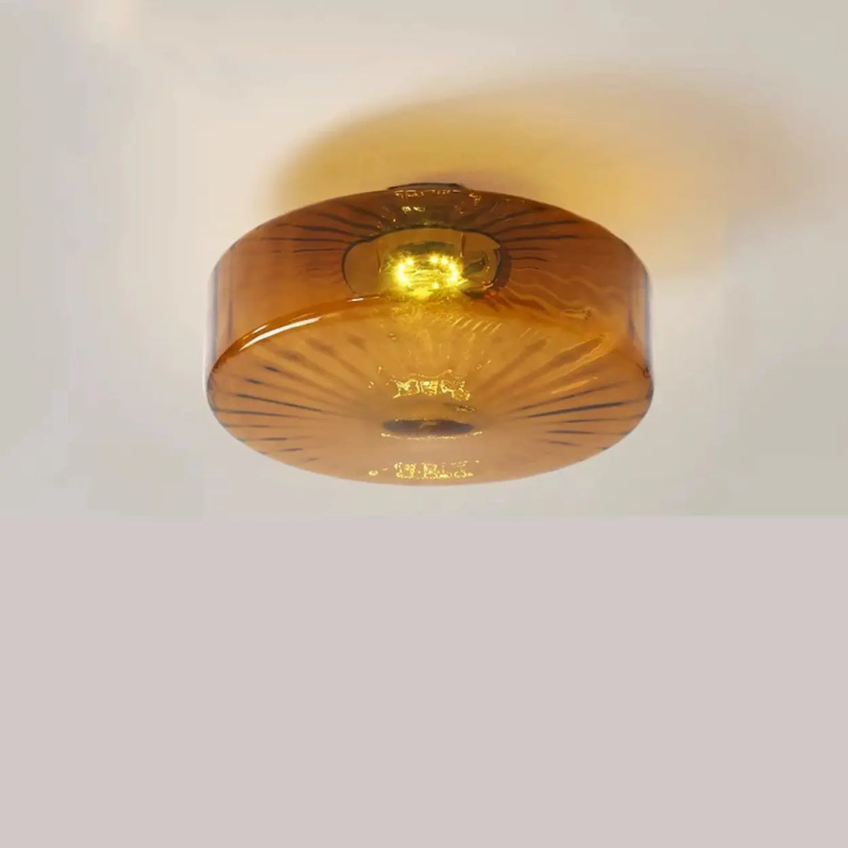 Mini Brown Glass Drum Semi-Flush Mount Ceiling Light Image - 6