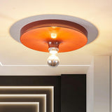 Mini Brown Round Bare Bulb Flush Mount Ceiling Light Image - 1