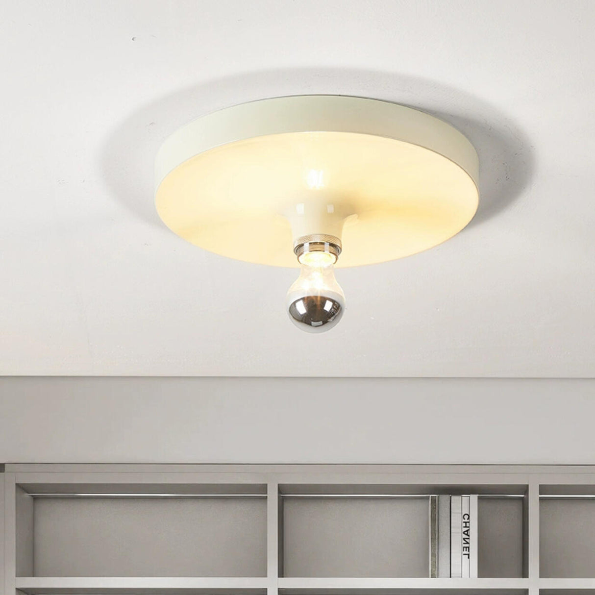 Mini Brown Round Bare Bulb Flush Mount Ceiling Light Image - 2