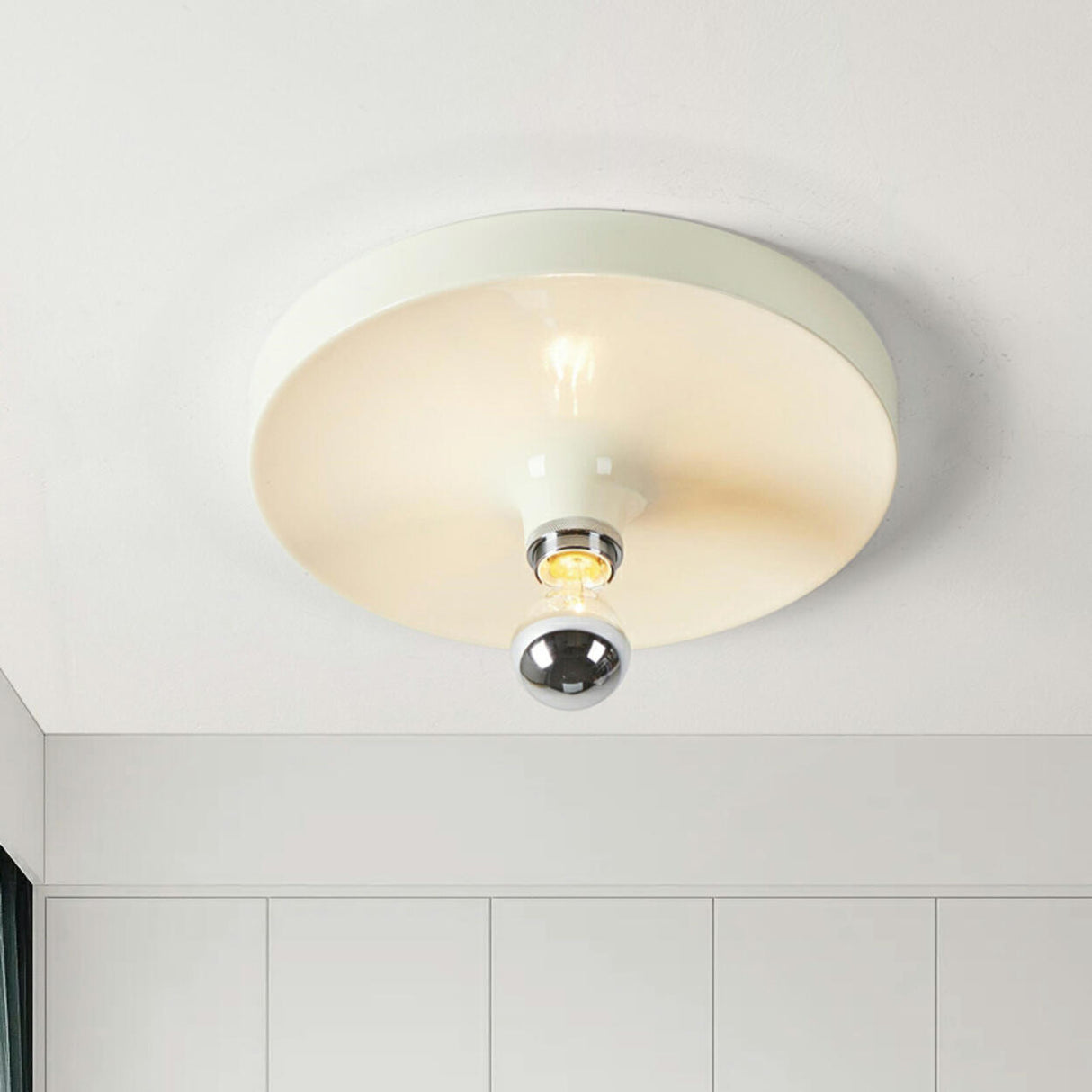 Mini Brown Round Bare Bulb Flush Mount Ceiling Light Image - 4