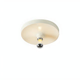 Mini Brown Round Bare Bulb Flush Mount Ceiling Light Image - 6