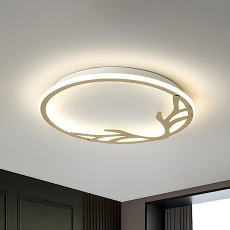 Mini Circular Antler LED Flush Mount Ceiling Light Image - 2