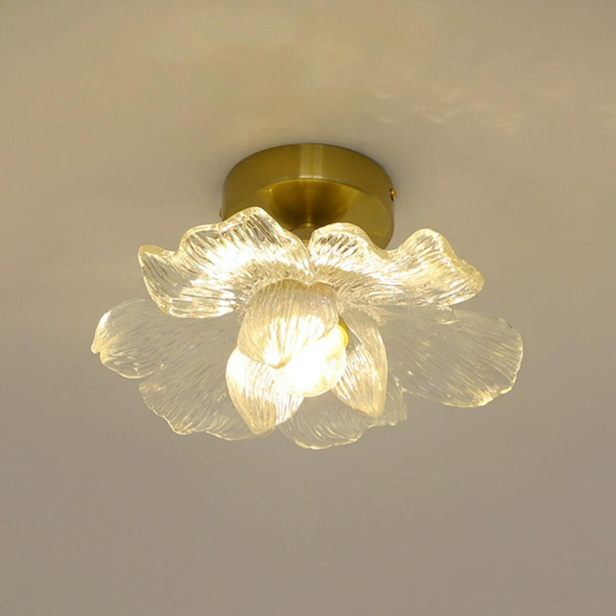 Mini Clear Glass Flower Semi-Flush Mount Ceiling Light Image - 3