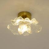 Mini Clear Glass Flower Semi-Flush Mount Ceiling Light Image - 3