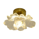 Mini Clear Glass Flower Semi-Flush Mount Ceiling Light Image - 5