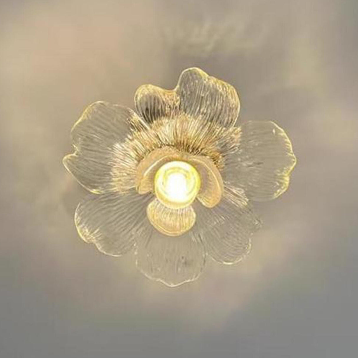 Mini Clear Glass Flower Semi-Flush Mount Ceiling Light Image - 6