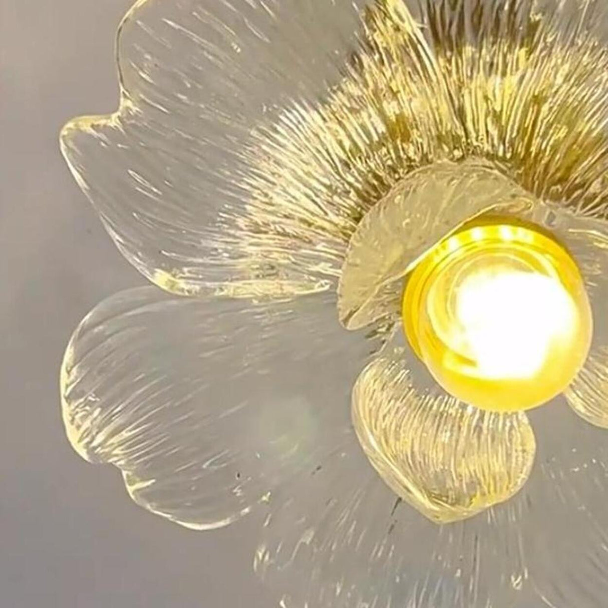 Mini Clear Glass Flower Semi-Flush Mount Ceiling Light Image - 7