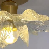 Mini Clear Glass Flower Semi-Flush Mount Ceiling Light Image - 9