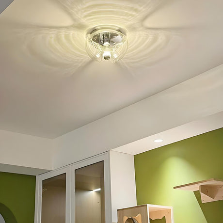 Mini Clear Glass Geometric LED Flush Mount Ceiling Light Image - 1