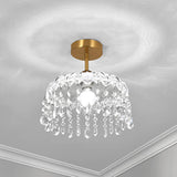 Mini Clear Glass Pendant Gold Semi-Flush Mount Light Image - 2