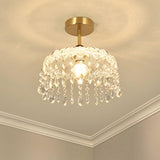 Mini Clear Glass Pendant Gold Semi-Flush Mount Light Image - 5