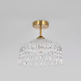 Mini Clear Glass Pendant Gold Semi-Flush Mount Light Image - 9