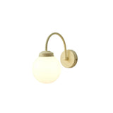 Mini Curved Arm Beige Globe Metal LED Wall Sconce Image - 6