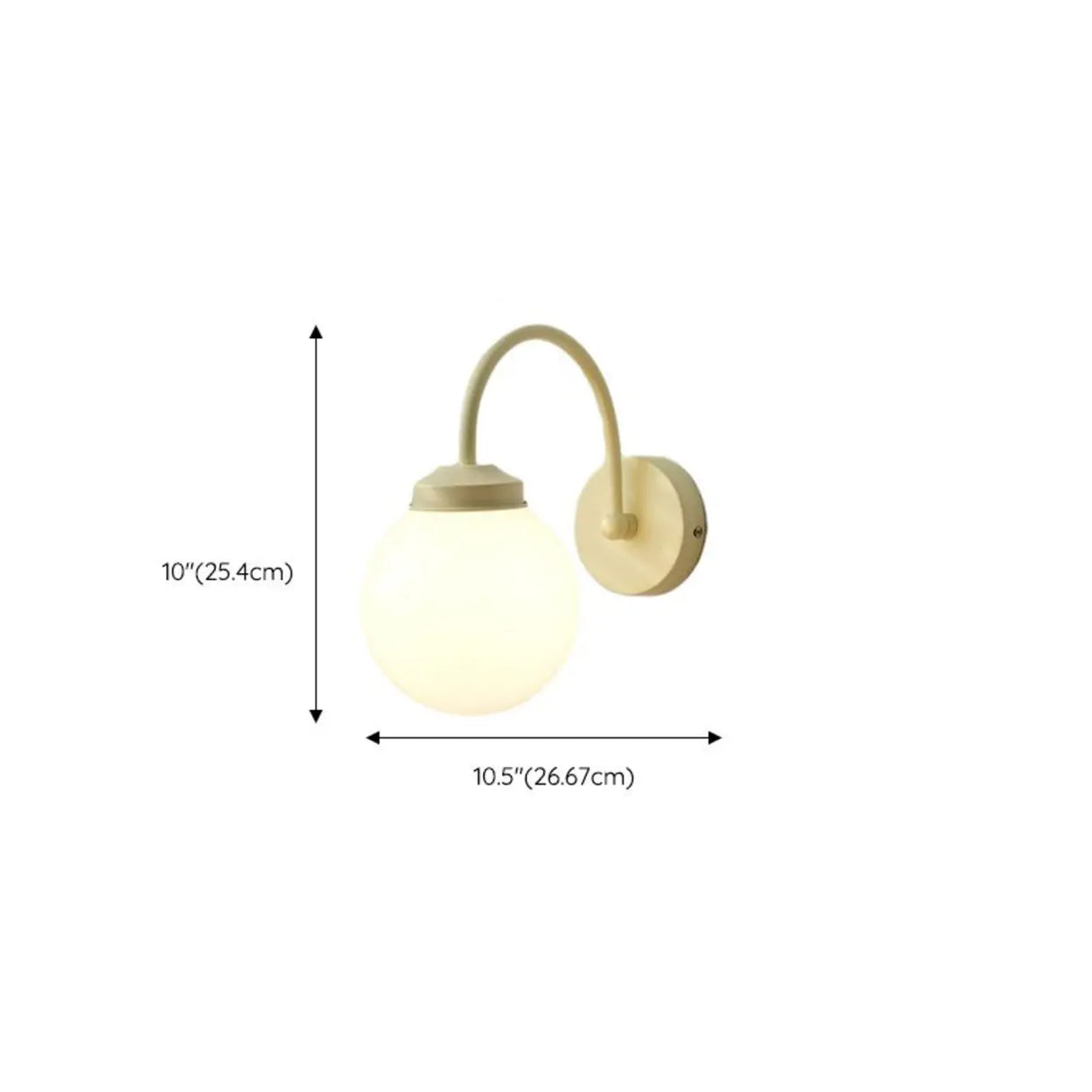 Mini Curved Arm Beige Globe Metal LED Wall Sconce 