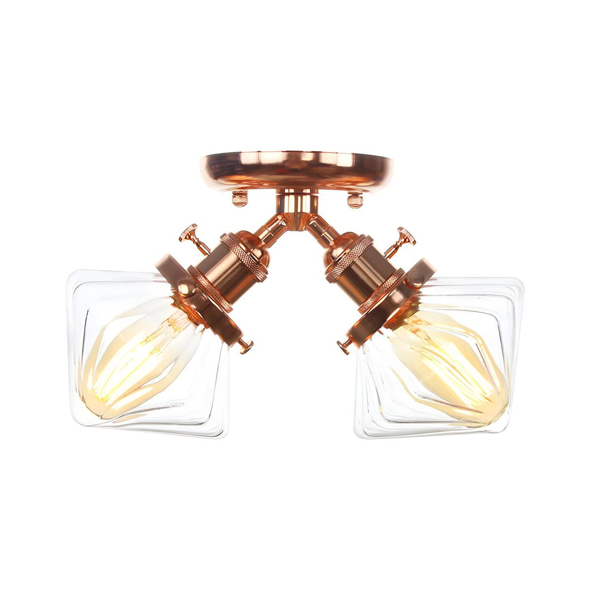 Mini Diamond Amber Glass Semi-Flush Mount Light 2-Light Image - 15