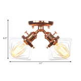 Mini Diamond Amber Glass Semi-Flush Mount Light 2-Light Image - 16