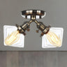 Mini Diamond Amber Glass Semi-Flush Mount Light 2-Light Image - 21