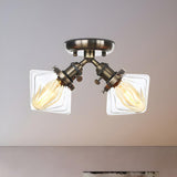 Mini Diamond Amber Glass Semi-Flush Mount Light 2-Light Image - 22