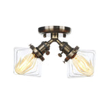 Mini Diamond Amber Glass Semi-Flush Mount Light 2-Light Image - 23