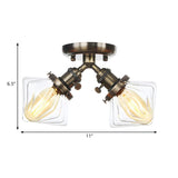 Mini Diamond Amber Glass Semi-Flush Mount Light 2-Light Image - 24