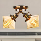 Mini Diamond Amber Glass Semi-Flush Mount Light 2-Light Image - 25