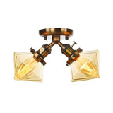 Mini Diamond Amber Glass Semi-Flush Mount Light 2-Light Image - 27