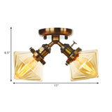 Mini Diamond Amber Glass Semi-Flush Mount Light 2-Light Image - 28