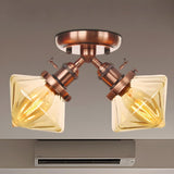 Mini Diamond Amber Glass Semi-Flush Mount Light 2-Light Image - 33