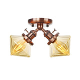 Mini Diamond Amber Glass Semi-Flush Mount Light 2-Light Image - 35