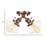 Mini Diamond Amber Glass Semi-Flush Mount Light 2-Light Image - 40