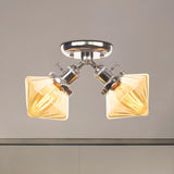 Mini Diamond Amber Glass Semi-Flush Mount Light 2-Light Image - 42