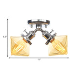 Mini Diamond Amber Glass Semi-Flush Mount Light 2-Light Image - 44