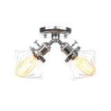 Mini Diamond Amber Glass Semi-Flush Mount Light 2-Light Image - 47