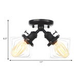 Mini Diamond Amber Glass Semi-Flush Mount Light 2-Light Image - 8