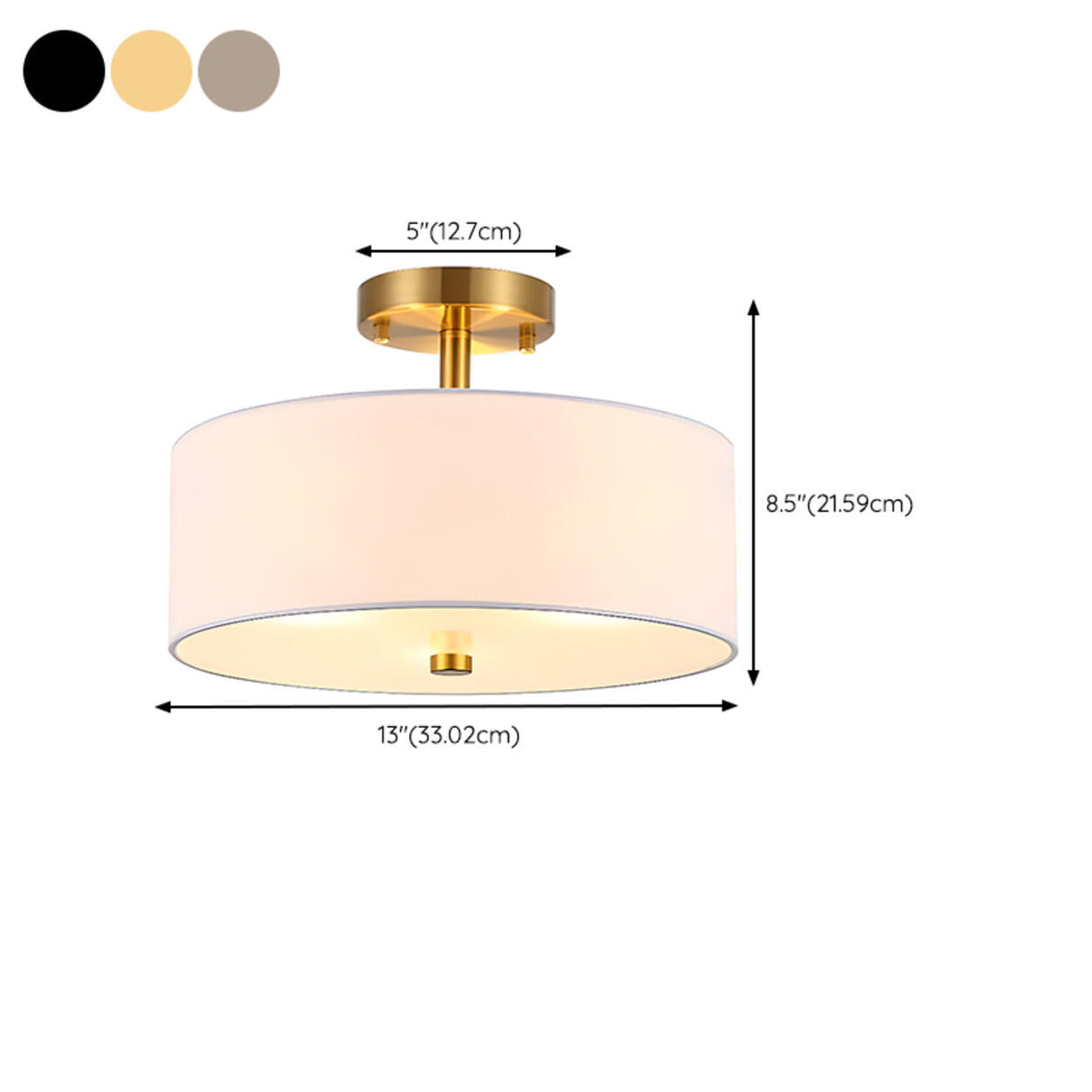 Mini Drum Cylinder Semi-Flush Mount Ceiling Light 