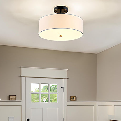 Mini Drum Cylinder Semi-Flush Mount Ceiling Light Image - 2